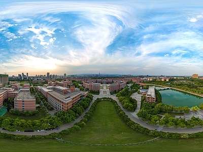 HDR城市小区社区广场全景