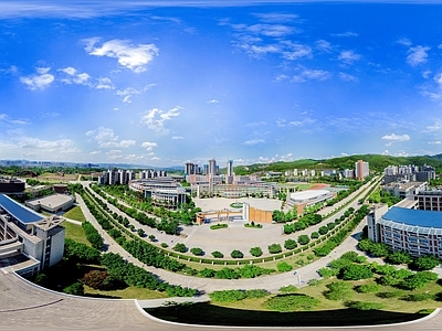 HDR城市小区社区广场全景
