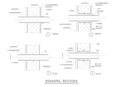 食用水池直埋式 套管式防水节点 施工图