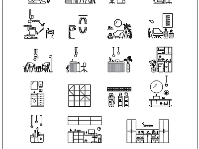 19个现代轻奢牙科诊所图块合集 施工图