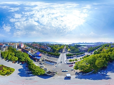 HDR城市小区社区广场全景