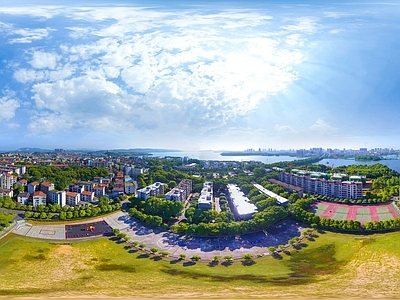 HDR城市小区社区广场全景