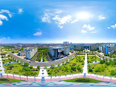 HDR城市小区社区广场全景