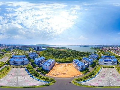 HDR城市小区社区广场全景