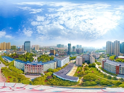 HDR城市小区社区广场全景