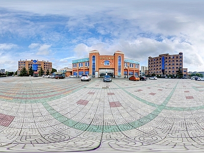 HDR城市小区社区广场全景