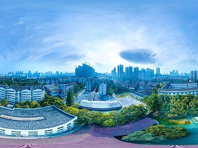 HDR城市小区社区广场全景