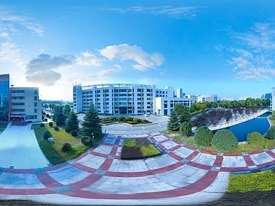 HDR城市小区社区广场全景