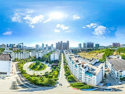 HDR城市小区社区广场全景