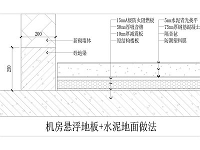 机房悬浮地板 水泥地面做法 施工图