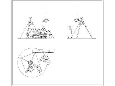 现代儿童帐篷 儿童玩具 施工图