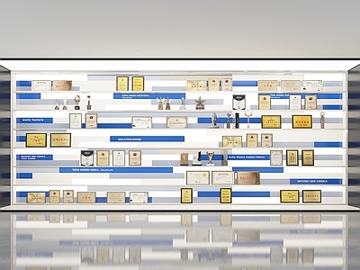 现代文化墙 荣誉柜 荣誉墙 展示柜 奖状 奖杯 荣誉证书 展示墙
