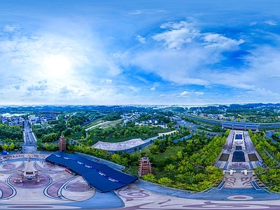 HDR白天城市生态绿化全景