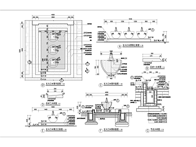 方型镜面跌水雕塑喷泉水景 施工图