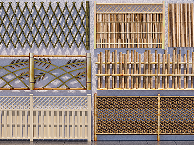 现代竹篱笆 护栏 围栏 乡村篱笆 木栅栏 围墙 院墙