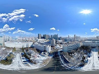 HDR冬天城市户外雪地风景