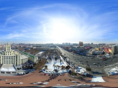 HDR冬天城市户外雪地风景