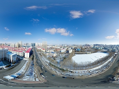 HDR冬天城市户外雪地风景