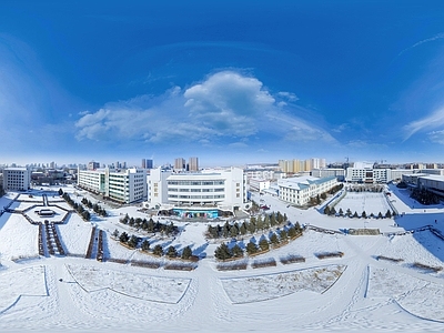 HDR冬天城市户外雪地风景