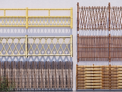 现代围栏 护栏  竹篱笆 乡村篱笆 木栅栏 围墙 院墙
