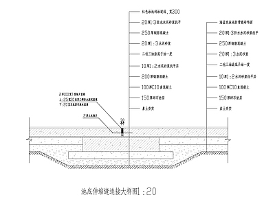 游泳馆池底伸缩缝连接大样 施工图 节点详图
