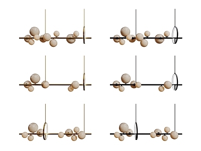 现代球形吊灯 长条组合 轻奢金属艺术灯
