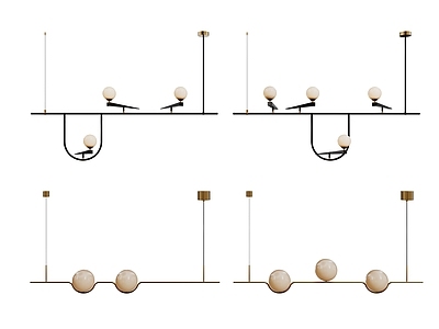现代球形吊灯 长条组合 轻奢金属艺术灯