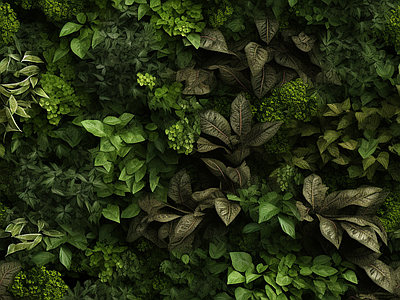 无缝嫩绿色植物景墙
