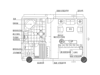 豪华桑拿包间平面布置图 施工图