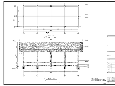 中式茅草长廊 乡村 景区茅草休憩廊架  施工图