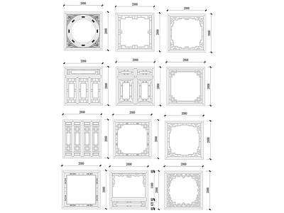 18古建筑线条雕花 施工图 装饰线条