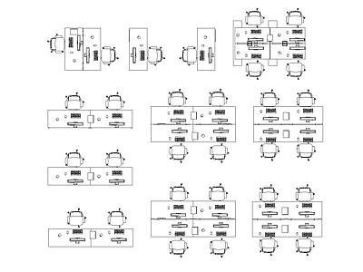 现代办公桌椅 工位 经理 会议 施工图 办公家具 办公家具图库