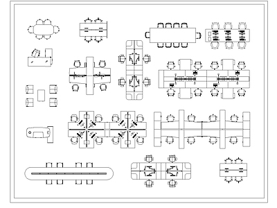 现代办公桌椅 工位 经理 会议 施工图 办公家具 办公家具图库