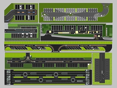 现代户外停车场 生态创意停车位 道路划线标识