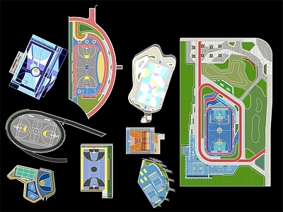 现代体育公园 羽毛球场 创意球场 运动场地 运动公园合集