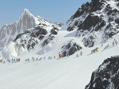 现代红军过雪山 解放军 红军 马