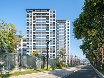 窗外景 小区街道 街景 建筑 景观 蓝天 小区