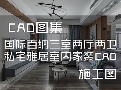 北欧现代国际百纳三室两厅两卫私宅雅居室内家装 施工图 平层