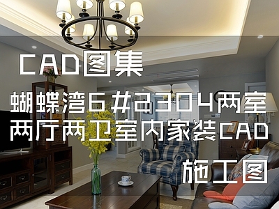 美式蝴蝶湾两室两厅两卫室内家装 施工图 平层