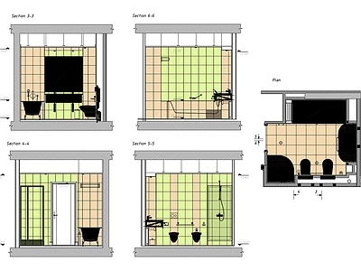 浴室平面和里面设计 施工图