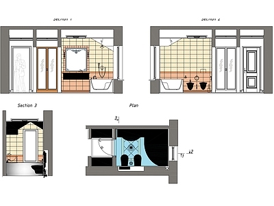 浴室立面平面设计图 施工图