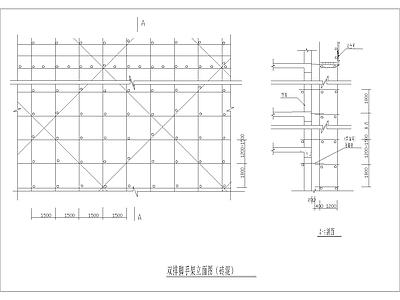 双排脚手架立面图 施工图 结构节点图