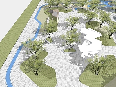 现代口袋公园 街角社区公园 入口景墙标识 社区市民活动广场景观 街头绿地