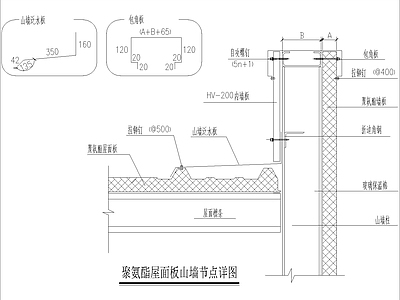 聚氨酯屋面板山墙节点详图 施工图