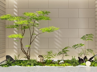 现代景观造景 小品 小品 树 植物堆