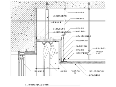 轻钢龙骨窗帘盒节点图 全钢龙骨 施工图 吊顶节点