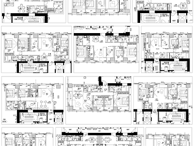 公寓平面布局小户型平面方案布置图素材 施工图 公寓