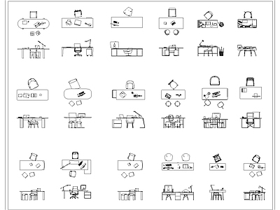 现代办公桌椅 经理 施工图