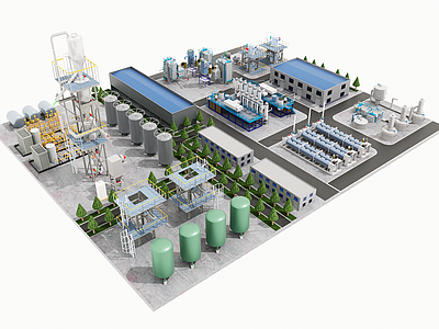 现代工业建筑 工业器材 化学品 工业存储罐 生产设备 机械设备