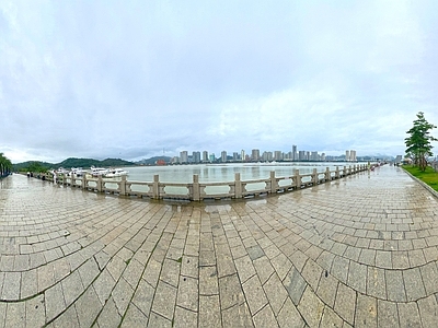 阴天滨海城市全景HDR